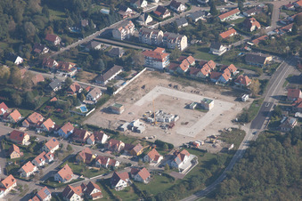 Lauterbourg in the state Bas-Rhin, France viewn from the air