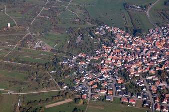 Bird's eye view of District Büchelberg in Wörth am Rhein in the state Rhineland-Palatinate, Germany