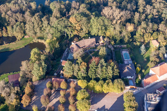 District Neulauterburg in Lauterbourg in the state Bas-Rhin, France seen from above