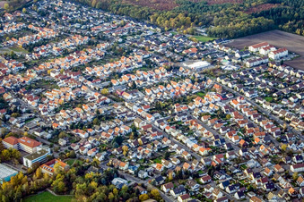 Aerial view of Postgrabenstr in Bellheim in the state Rhineland-Palatinate, Germany