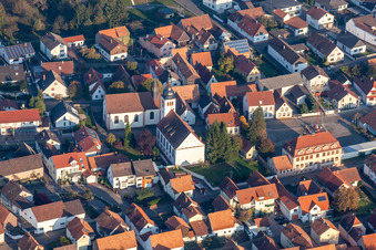 Bird's eye view of Neuburg am Rhein in the state Rhineland-Palatinate, Germany