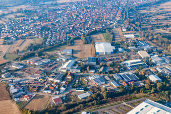 Aerial view of Industrial area in Hagenbach in the state Rhineland-Palatinate, Germany