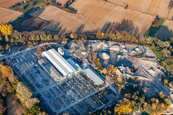 Aerial view of Neuburg, Hornbach wastewater technology in Hagenbach in the state Rhineland-Palatinate, Germany