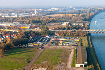 Truck storage in the district Maximiliansau in Wörth am Rhein in the state Rhineland-Palatinate, Germany