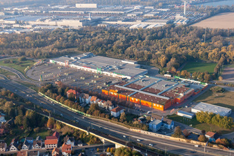 Aerial photograpy of Maximilian Center in the district Maximiliansau in Wörth am Rhein in the state Rhineland-Palatinate, Germany