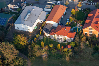 Aerial view of Mittelwegring commercial area in Jockgrim in the state Rhineland-Palatinate, Germany