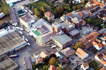 Aerial view of Bellheimer Brewery factory premises in Bellheim in the state Rhineland-Palatinate, Germany