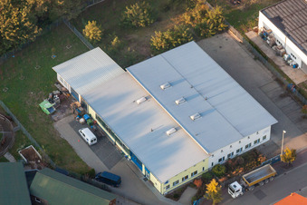 Mittelwegring commercial area in Jockgrim in the state Rhineland-Palatinate, Germany viewn from the air