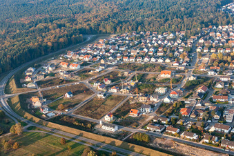 Forstlandallee in Jockgrim in the state Rhineland-Palatinate, Germany seen from above