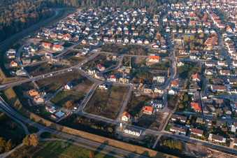 Bird's eye view of Forstlandallee in Jockgrim in the state Rhineland-Palatinate, Germany