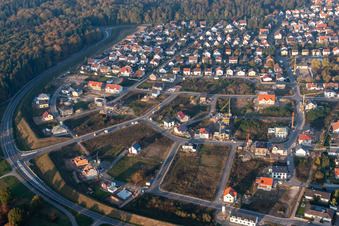 Forstlandallee in Jockgrim in the state Rhineland-Palatinate, Germany viewn from the air