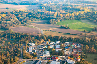 Drone recording of Mittelwegring commercial area in Jockgrim in the state Rhineland-Palatinate, Germany