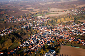 Aerial view of District Ingenheim in Billigheim-Ingenheim in the state Rhineland-Palatinate, Germany