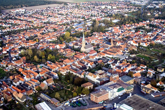Main street from the southwest in Bellheim in the state Rhineland-Palatinate, Germany