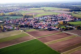 Village from the southeast in Knittelsheim in the state Rhineland-Palatinate, Germany