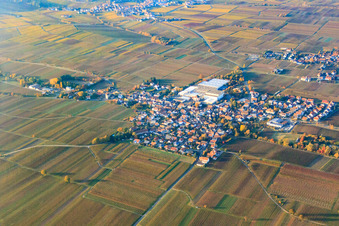 Village view from the southeast in Böchingen in the state Rhineland-Palatinate, Germany