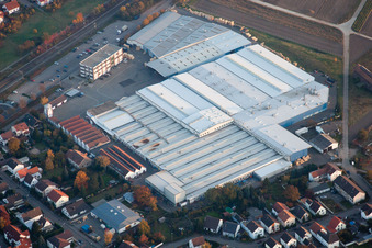 Aerial view of Kardex Remstar Produktion Deutschland GmbH factory premises Kardex-Platz in Bellheim in the state Rhineland-Palatinate, Germany
