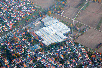Aerial photograpy of Kardex Remstar Produktion Deutschland GmbH factory premises Kardex-Platz in Bellheim in the state Rhineland-Palatinate, Germany