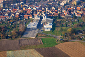 Aerial view of DBK extension in the Unterkandler Gardens in Kandel in the state Rhineland-Palatinate, Germany