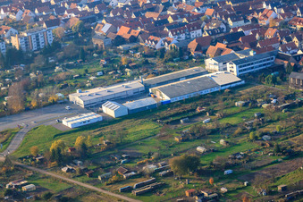 Oblique view of DBK extension in the Unterkandler Gardens in Kandel in the state Rhineland-Palatinate, Germany
