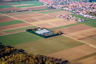 Bird's eye view of Sudetenhof in Steinweiler in the state Rhineland-Palatinate, Germany