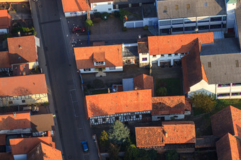 Aerial view of Rheinstrasse, DBK in Kandel in the state Rhineland-Palatinate, Germany