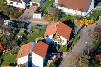 Klingbachstr in Steinweiler in the state Rhineland-Palatinate, Germany from above