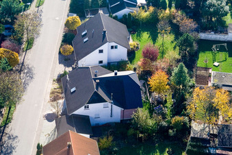 Drone recording of Klingbachstr in Steinweiler in the state Rhineland-Palatinate, Germany