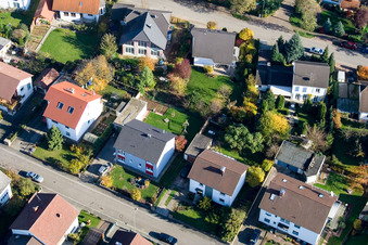 Aerial view of Lessingstr in Steinweiler in the state Rhineland-Palatinate, Germany