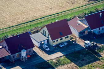 Aerial photograpy of New development area Brotäcker, Ahornweg in Steinweiler in the state Rhineland-Palatinate, Germany