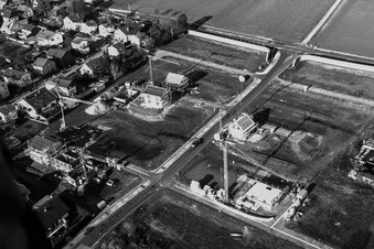 New development area Im Holderbusch in Minfeld in the state Rhineland-Palatinate, Germany seen from a drone