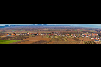 Village panorama from the south in Winden in the state Rhineland-Palatinate, Germany