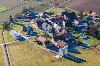 District Deutschhof in Kapellen-Drusweiler in the state Rhineland-Palatinate, Germany from the drone perspective