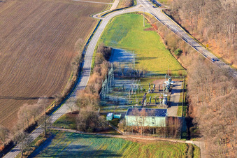 Oblique view of Substation on the B38 in Dörrenbach in the state Rhineland-Palatinate, Germany