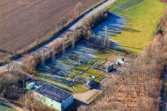 Substation on the B38 in Dörrenbach in the state Rhineland-Palatinate, Germany from above