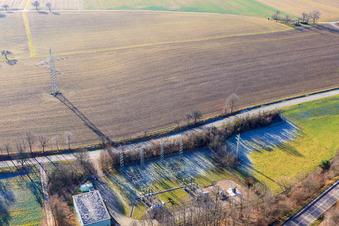 Substation on the B38 in Dörrenbach in the state Rhineland-Palatinate, Germany from the plane