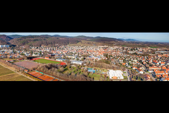 Sports fields of SpVgg 1920 Bad Bergzabern eV and Rebmeerbad Bad Bergzabern in Bad Bergzabern in the state Rhineland-Palatinate, Germany