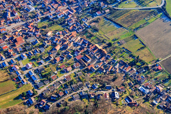 Aerial view of Oberdorfstr in Oberotterbach in the state Rhineland-Palatinate, Germany
