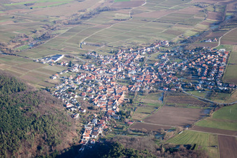 District Rechtenbach in Schweigen-Rechtenbach in the state Rhineland-Palatinate, Germany seen from above