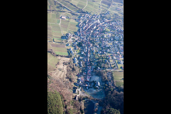 District Rechtenbach in Schweigen-Rechtenbach in the state Rhineland-Palatinate, Germany viewn from the air