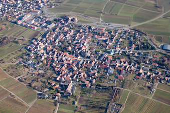 Aerial view of District Schweigen in Schweigen-Rechtenbach in the state Rhineland-Palatinate, Germany