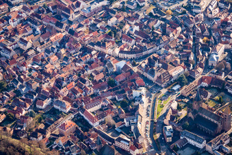 Wissembourg in the state Bas-Rhin, France from the drone perspective