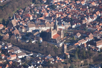 Aerial view of Wissembourg in the state Bas-Rhin, France