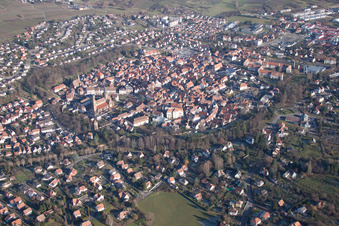 Wissembourg in the state Bas-Rhin, France from above