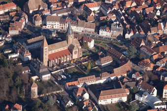 Wissembourg in the state Bas-Rhin, France seen from above