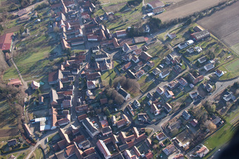 Bird's eye view of Steinseltz in the state Bas-Rhin, France