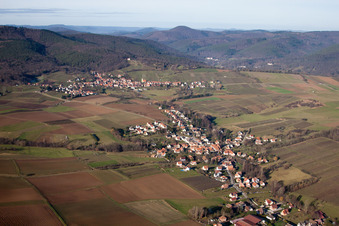 Steinseltz in the state Bas-Rhin, France seen from a drone