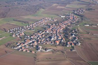 Niederlauterbach in the state Bas-Rhin, France from a drone