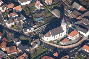Aerial view of Niederlauterbach in the state Bas-Rhin, France