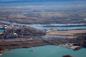 Harbor in Lauterbourg in the state Bas-Rhin, France from the plane